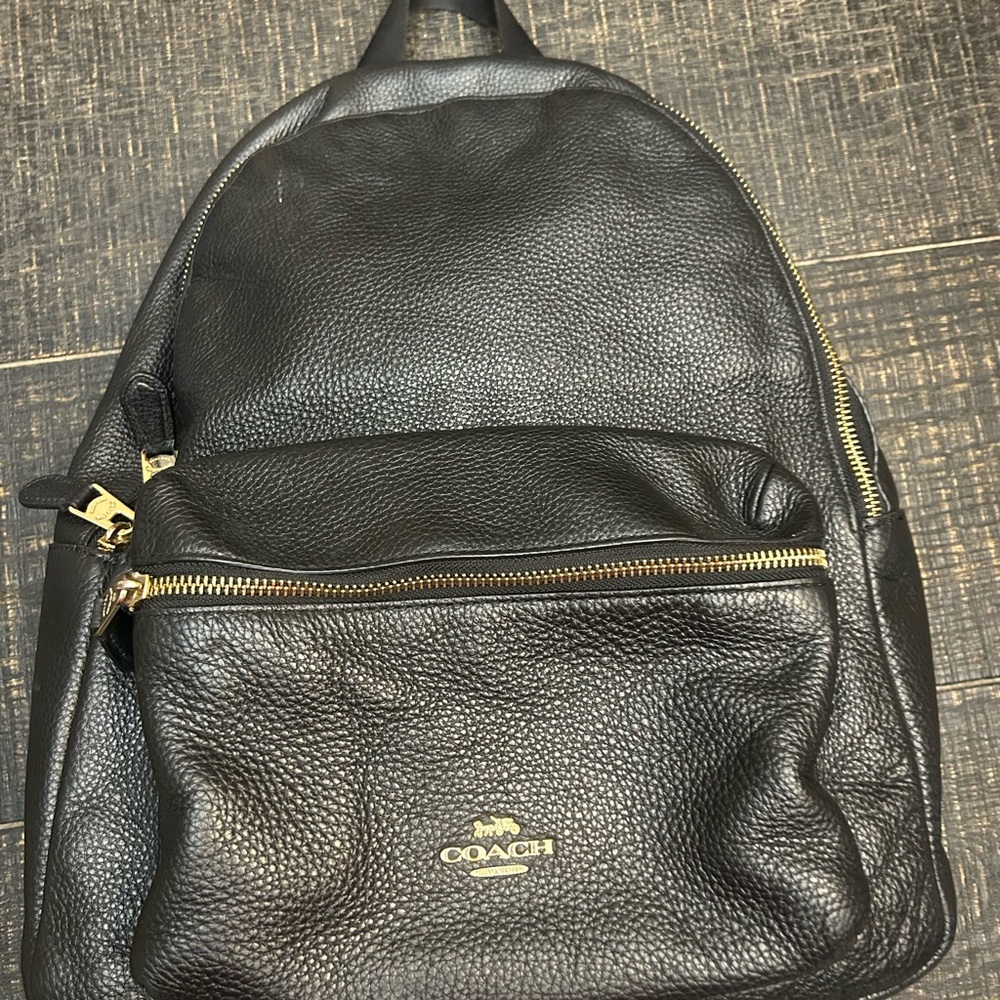 Coach Black Pebbled Leather Backpack. Please see pics - Picture 2 of 9